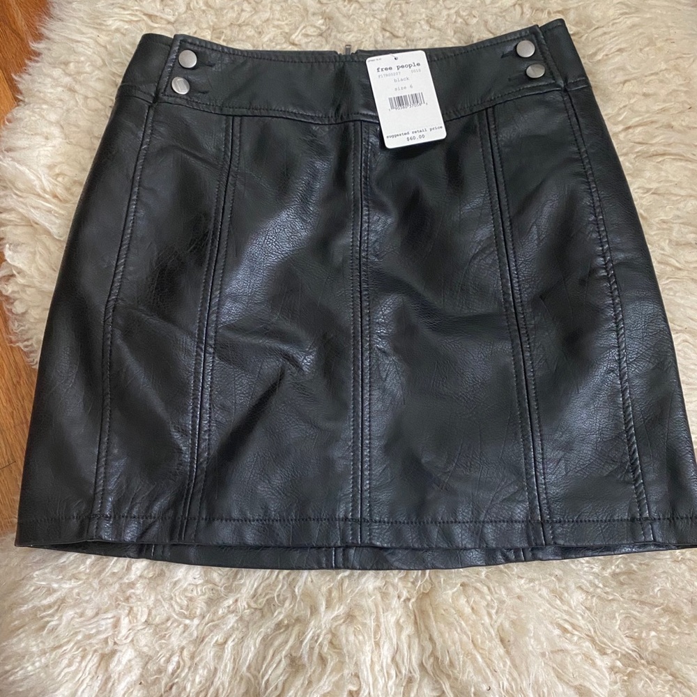 Free People Black high waisted leather skirt